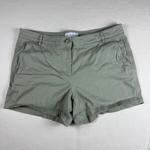 LL Bean Signature Women 14 Sage Green Chino Shorts Cotton Twill Flat Front 4.5in